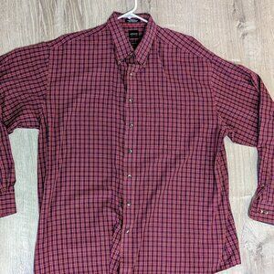 Arrow 1851 Men's Hamilton Poplins Long Sleeve Button Down Plaid Shirt size XLT